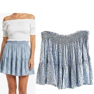 Wild Fable Floral Baby Blue Tiered Ruffle Mini Skirt Women’s size S